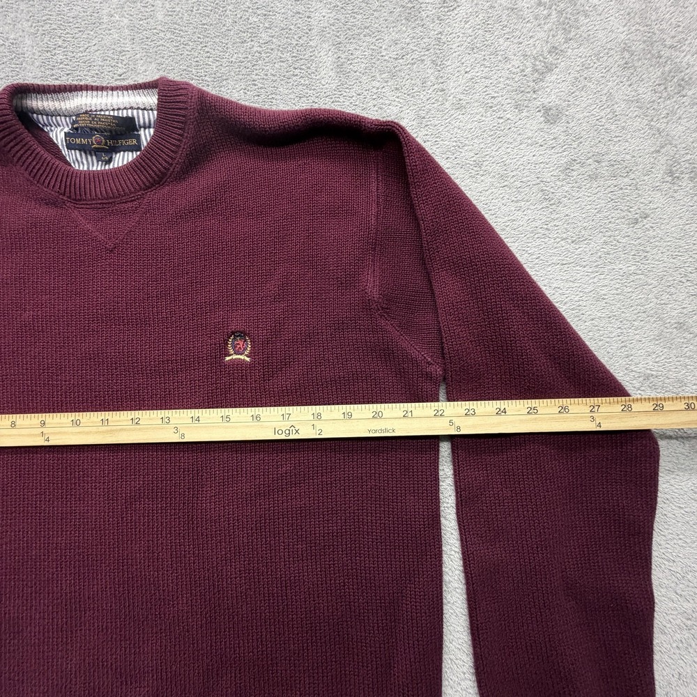 Tommy Hilfiger Sweater Mens L Red Crew Neck Cotton Pullover Embroidered - Picture 3 of 5